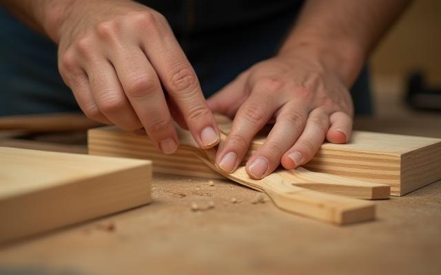 Close-up of intricate wood joinery